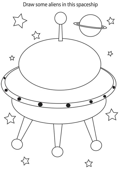 For the most part, free coloring pages contain detailed printable spaceships, more suitable for experienced artists. Drawing Alien in Spaceship Coloring Page - NetArt