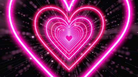 Neon Lights Love Heart Tunnel💖pink Heart Background Neon Heart Tunnel Loop Animated