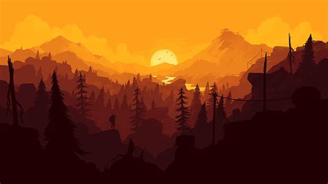 Mountain Landscape Flat Minimal Sunset Hd Wallpaper Peakpx