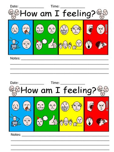 Zones Of Regulation Emotion And Behaviour Tracking Template