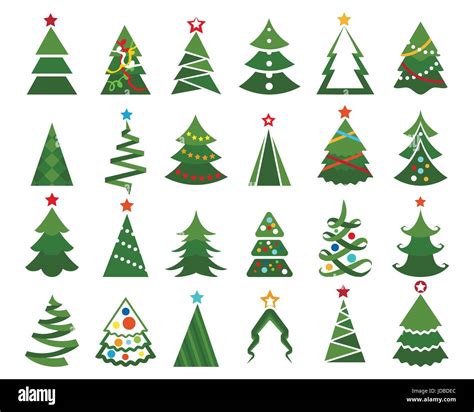 Weihnachtsbaum Vektor Set Cartoon Farbige Darstellung Von Glücklich
