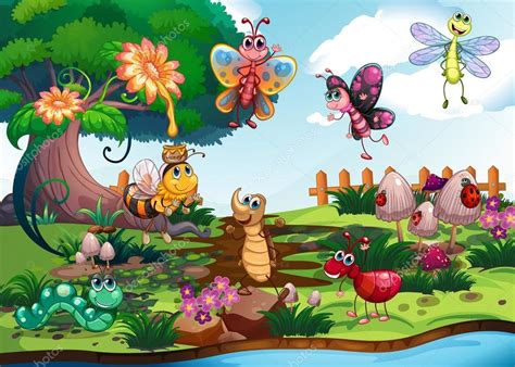 Butterflies And Bugs In The Garden Stock Vector Image By