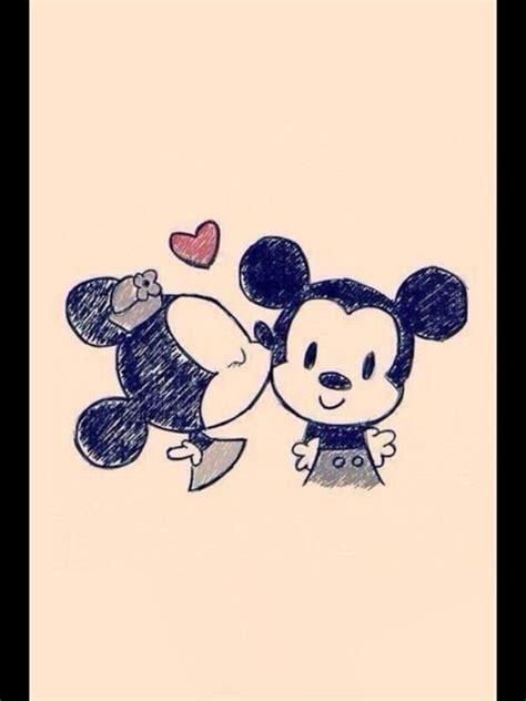 Desene in creion pe hartie, pas cu pas, pentru incepatori si avansati. Minnie+Mickey=love | Çizimler, Disney albümü, Disney çizimleri
