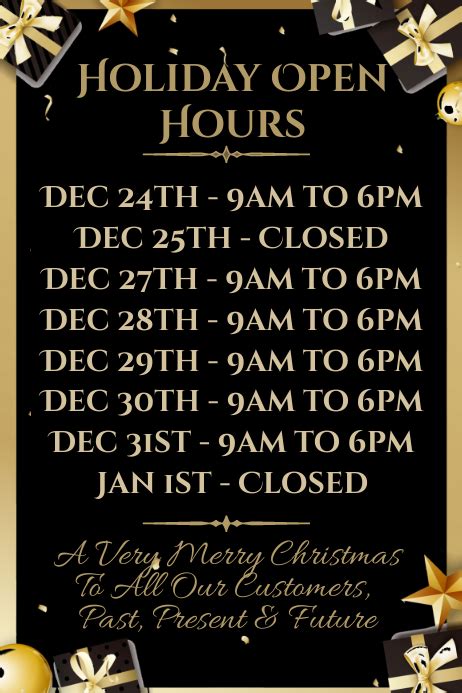 Christmas Opening Hours Template Postermywall