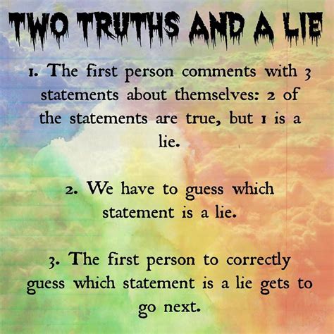 Two Truths And A Lie Game Lets Party Pinterest Fest Og Ideer