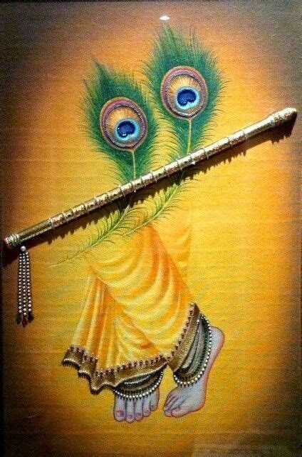 View 11 Radha Krishna Flute With Peacock Feather Painting