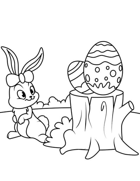 Conejo De Pascua Con Huevos Para Colorear Imprimir E Dibujar Coloringonly Com