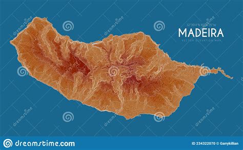 Topographic Map Of Madeira Portugal Vector Detailed Elevation Map Of Island Stock Vector