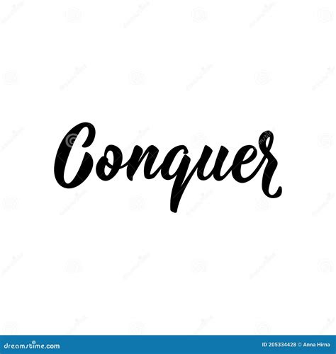 Conquer Lettering Ink Illustration Modern Brush Calligraphy Stock