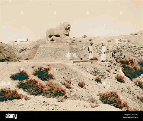 Babylon Basalt Lion With Figures 1932 Iraq Babylon Extinct City