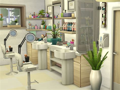 The Sims Resource Sims 4 Hair Studio With Cafe No Cc