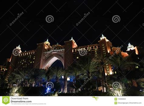 Night View Of Palm Island Dubai Editorial Photography Image Of