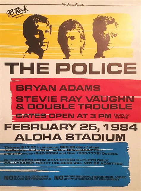 The Police 1984 Honolulu Tour Posters Gig Posters Band Posters Music