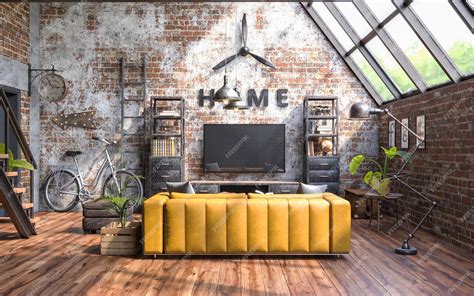 Premium Photo Industrial Style Of Interior Design With Grunge Walls