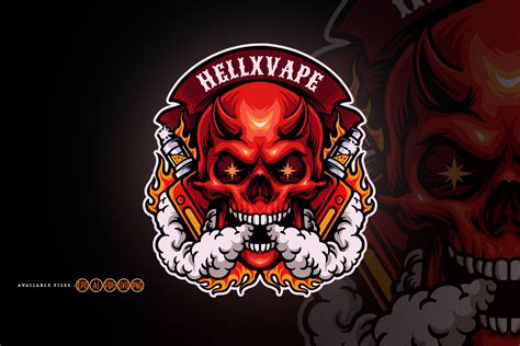 Scary Skull Smoking Hell Vape Logo Svg Gráfico Por Artgrarisstudio