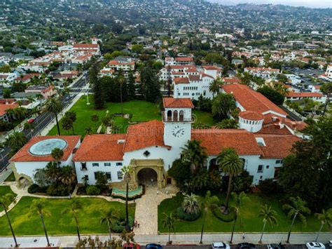 Aerial View Of Santa Barbara County Courthouse With The Cityscape In