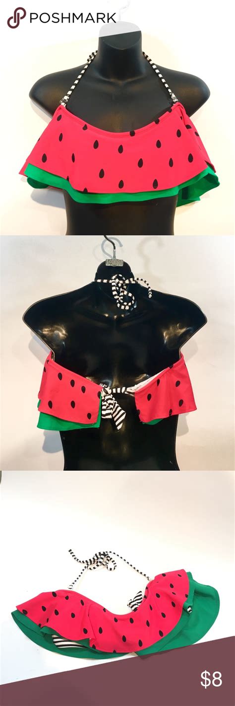 Op Watermelon And Striped Halter Top Bikini Xl Halter Bikini Top
