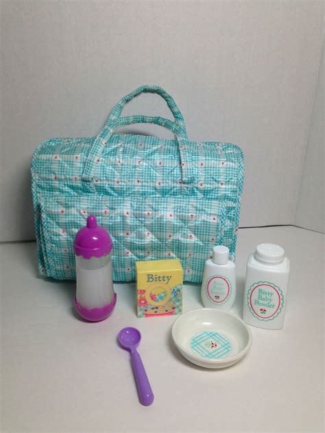 American Girl Bitty Baby Doll Diaper Bag W Accessories Changing Pad