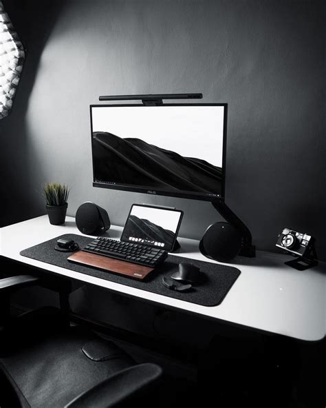 Dark Aesthetic Workspace With A Black Wall In The Study In 2021 White