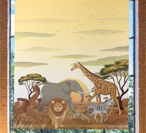 African Cartoon Landscape Animal Blind Tenstickers
