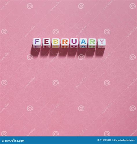 Multicolored February On Pink Background Stock Photo Image Of Action