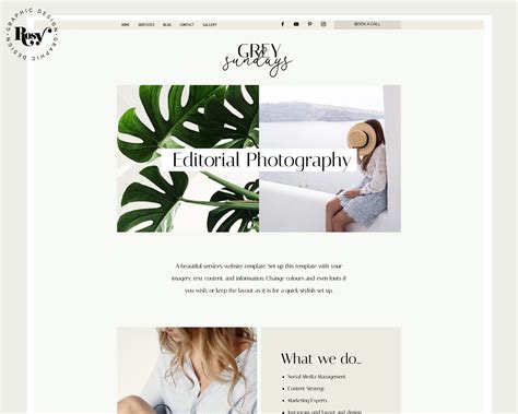 Wix Template Website Minimalist Photography Services Theme Etsy