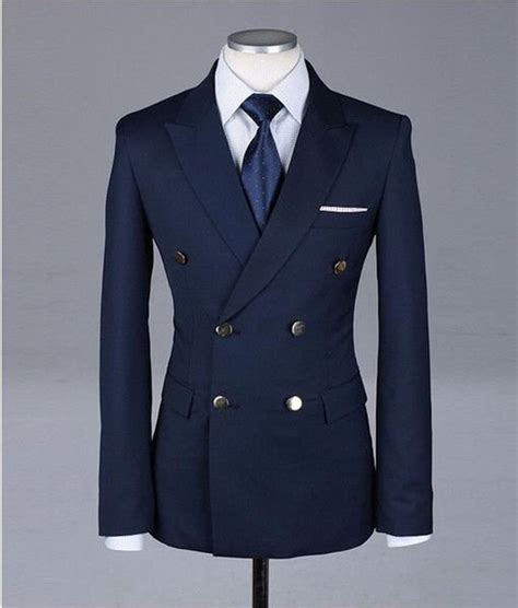 Sport Coats And Blazers New Mens Navy Blue Double Breasted Dinner Blazer
