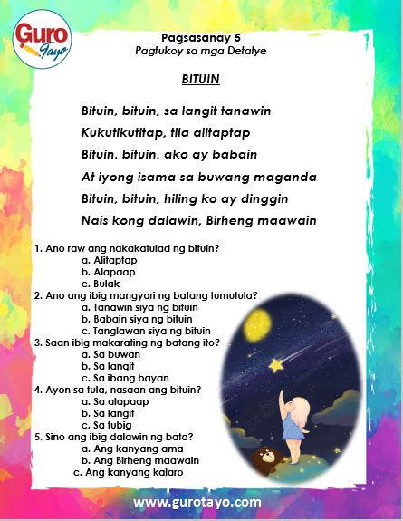 Pagbasa Filipino Reading Comprehension Worksheets For Grade 3 Sharon