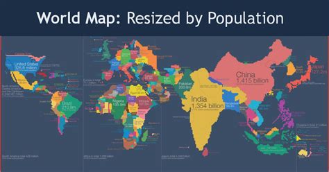 The World Map But Resized By The Population Mildlyinteresting