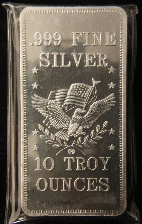 10 Troy Oz 999 Fine Silver Bar Vintage Apm Eagle Flag June 6th Rare