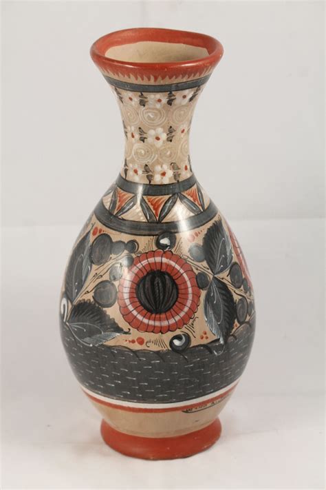 Agustin Jimon Antique Mexican Ceramic Vase Hand Painted Collectible