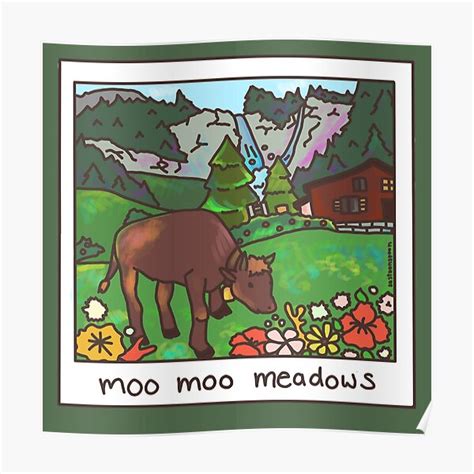 Moo Moo Meadows But With Neon Cow B Poster For Sale By Sastoonspoon