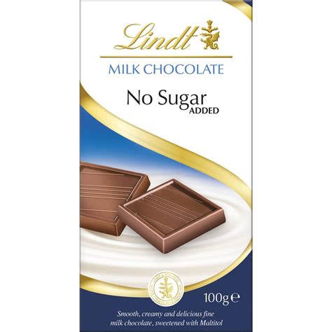 Lindt No Sugar Added Milk Chocolate Block G Woolworths