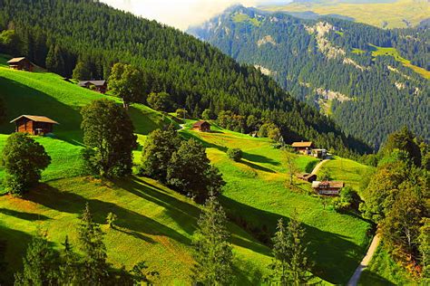 Royalty Free Idyllic Switzerland Alpine Country Road Engadine Barn
