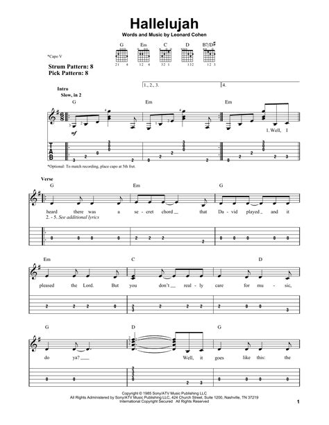Leonard Cohen Hallelujah Sheet Music Notes Chords Sco