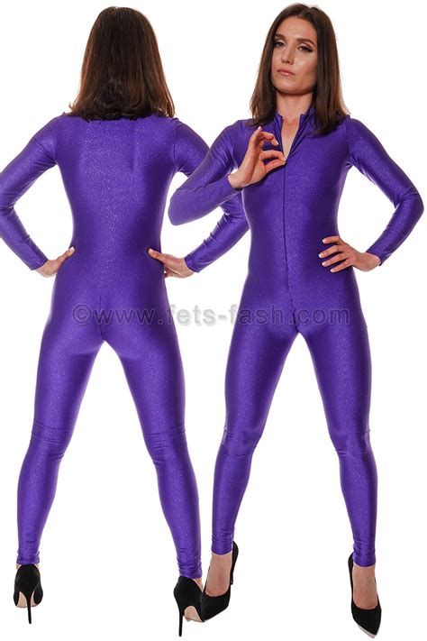 Fets Fash Catsuit Purple Stardust With Front Zip Fastener