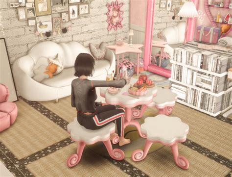 Столовая Cinnamoroll Dining By Hydrangeachainsaw Мебель для Sims 4