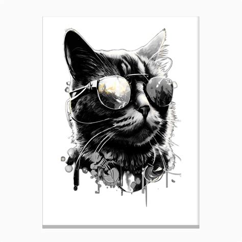 Cool Cat Sunglasses Kitty Hip Art Canvas Print By Sytacdesign Fy