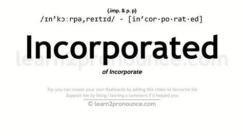 Pronunciation Of Incorporated Definition Of Incorporated Youtube