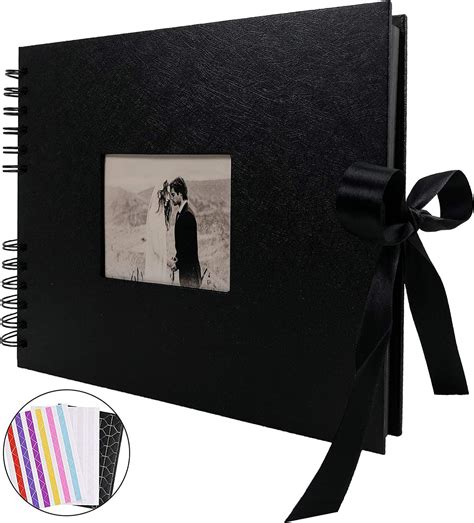Recutms Album photo fait à la main avec 80 pages noires Couverture