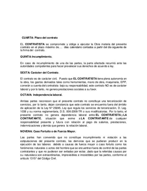 Modelo De Un Contrato De Obra Civil En Colombia