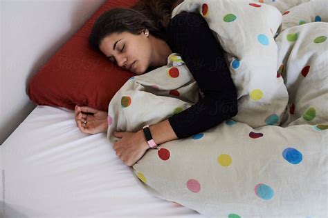 Brunette Female Sleeping In Bed Stocksy United Model Release Us Images Complimentary