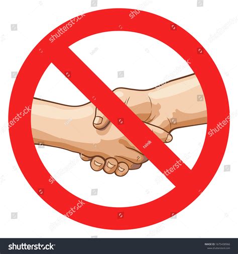 Handshake Sign Prohibiting Handshakes Sign Prohibition Stock Vector