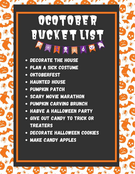 Halloween Bucket List Printable Digital Downlaod Etsy