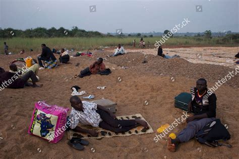 Chadian Men Waiting Evacuation Flights Lounge Editorial Stock Photo