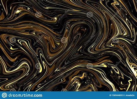 Gold Liquid Paint Marbling Wallpaper With Golden Gloss Fluid Waves