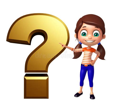 Kid Girl With Question Mark Sign Stock Illustration Illustration Of