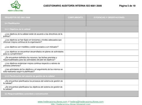 Plan De Auditoria Interna Iso 9001 Ejemplo Opciones De Ejemplo