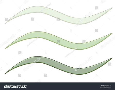 3d Green Waves Underline Embellishments On White Isolate Background