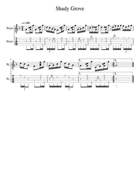 Shady Grove Clawhammer Banjo Sheet Music For Banjo Solo